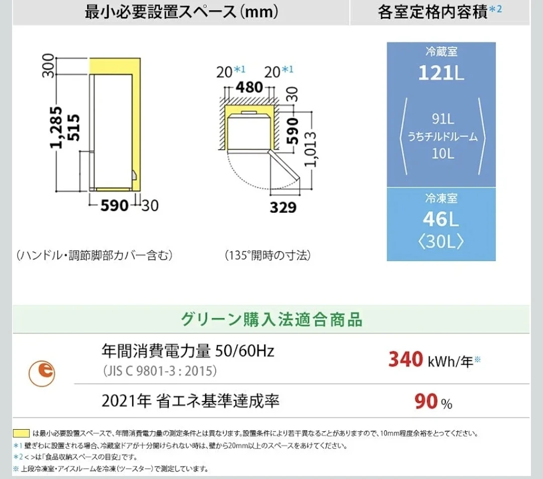 シャープ 冷蔵庫 167L つけかえどっちもドアの写真8枚目
