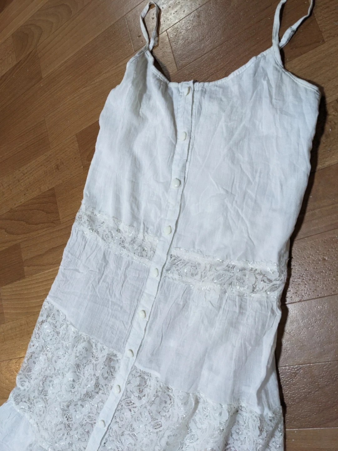 美品‎‎𖤐 ̖́-‬ホワイト レース キャミソール ワンピースの写真2枚目