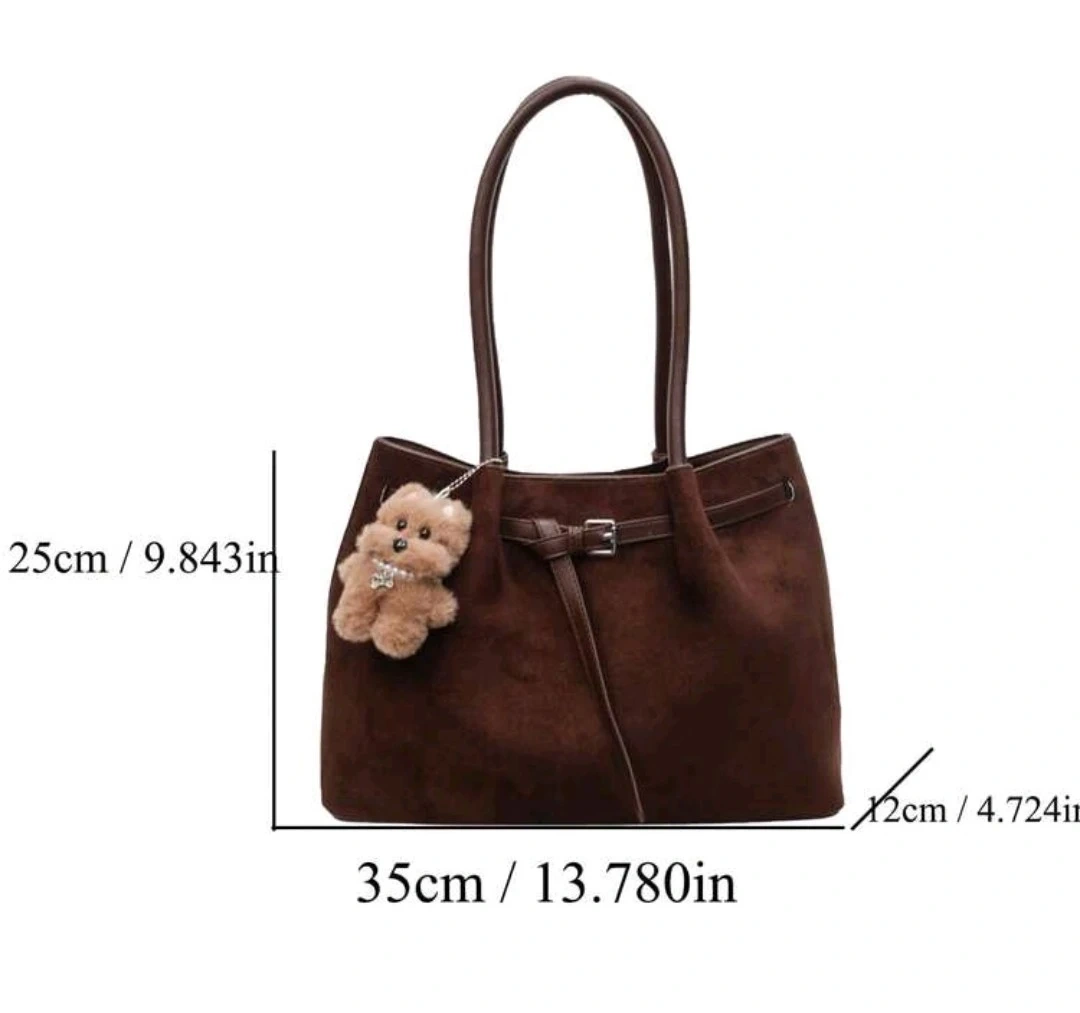 【美品🩷】トートバッグ ブラウン わんちゃんチャーム付き