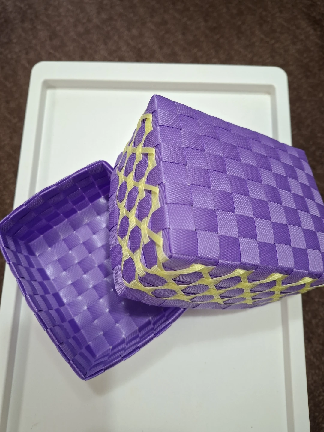 パープル系 編み込み収納ケース 2個セットの写真6枚目