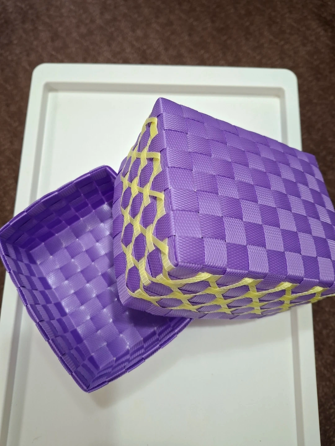 パープル系 編み込み収納ケース 2個セットの写真6枚目