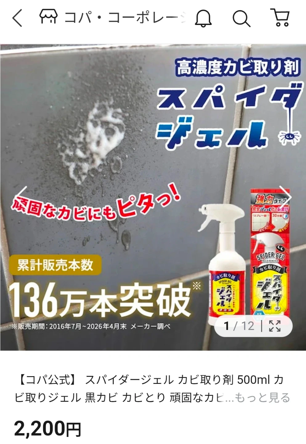 カビ取り剤 スパイダージェルの写真2枚目