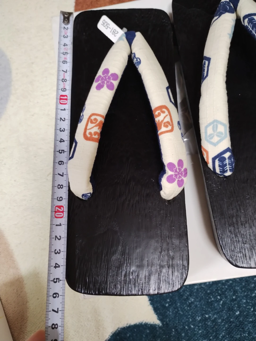 新品未使用★25〜26cm？桐下駄  江戸和柄鼻緒　男女兼用　草履　雪駄の写真6枚目