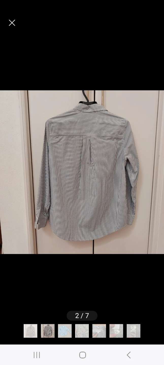 GAP 　ギャップ ストライプシャツレディース Sサイズ グレーの写真2枚目