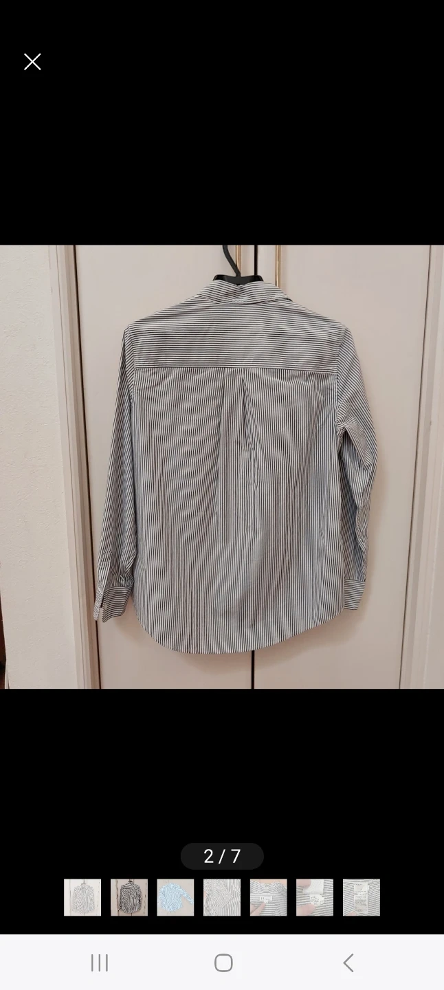 GAP ギャップ ストライプシャツレディース Sサイズ グレーの写真2枚目