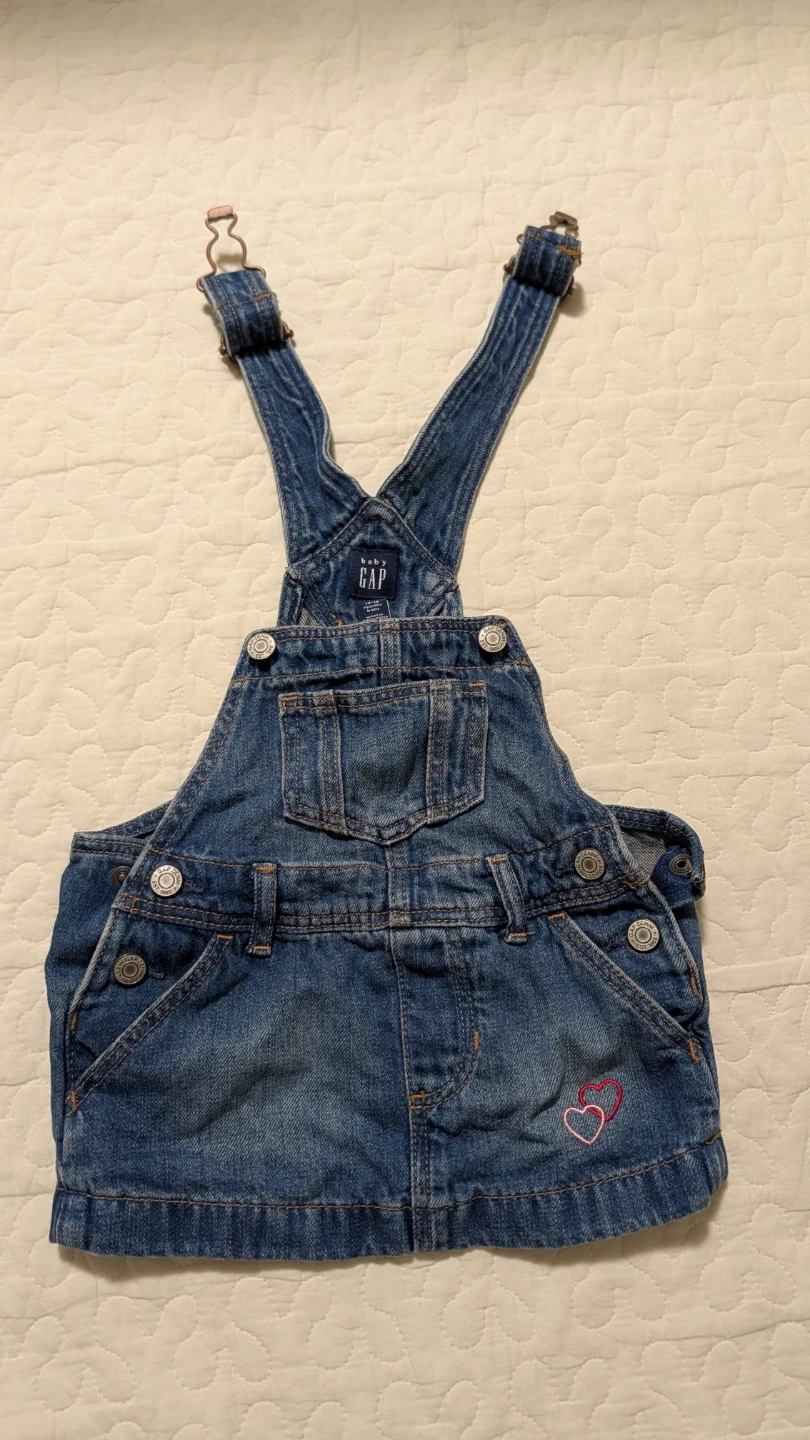 ベビーギャップ デニムサロペット 80cm ハート刺繍