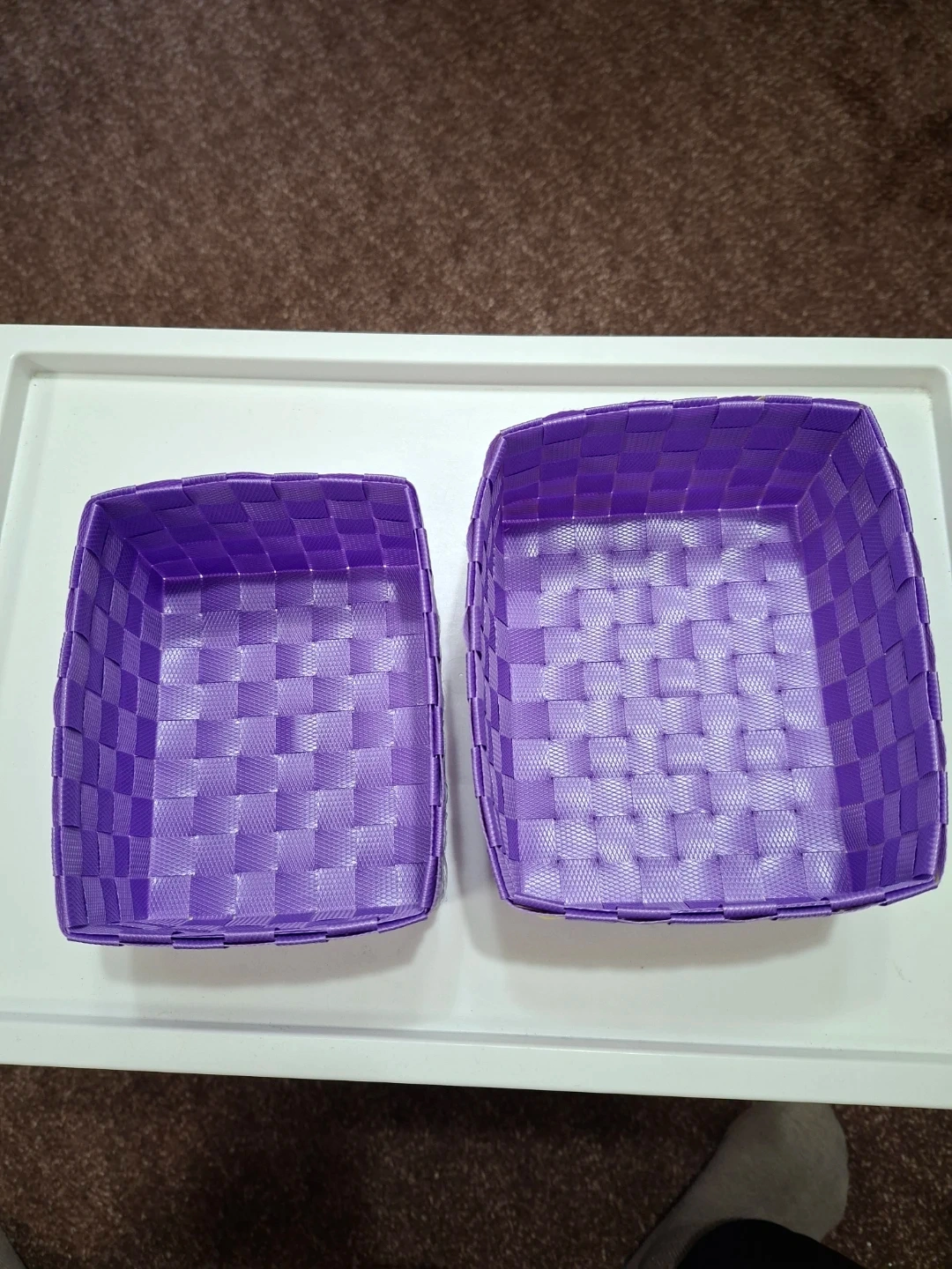パープル系 編み込み収納ケース 2個セットの写真4枚目