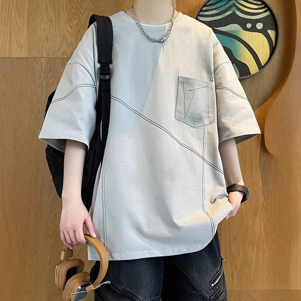ステッチデザイン 半袖Tシャツ オーバーサイズ