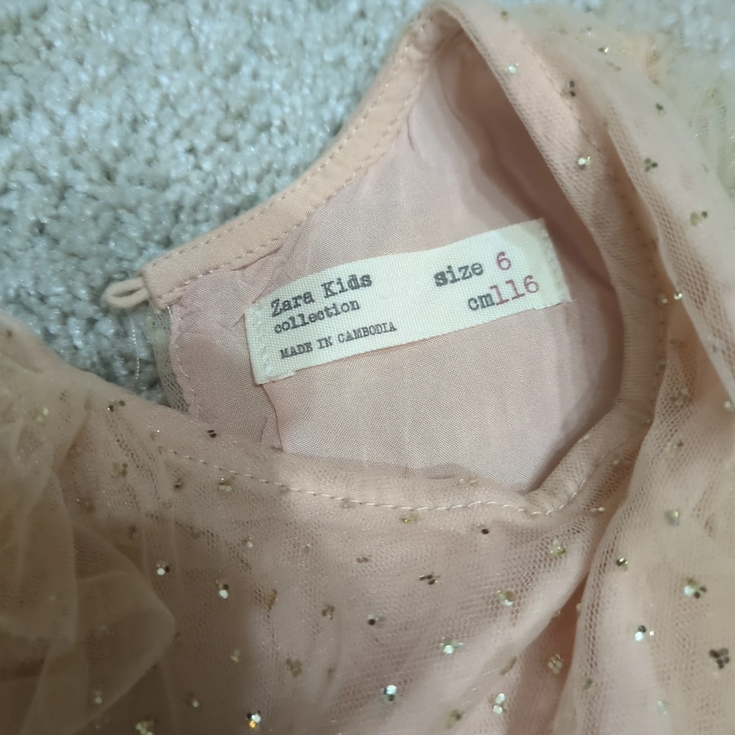 ザラキッズ ラメ入りチュールワンピース ピンク 116cmの写真3枚目