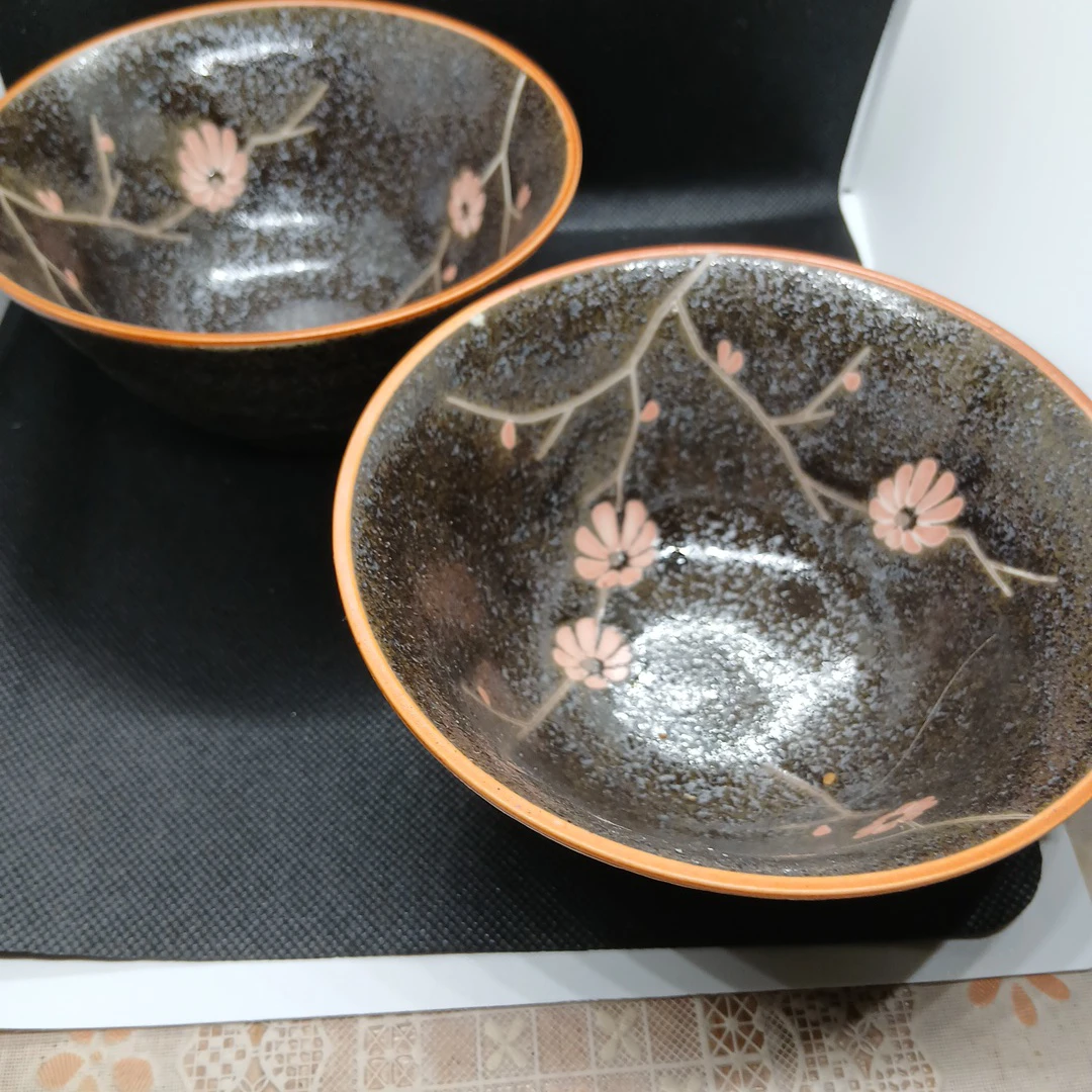 和風 茶碗 2個セット 花柄 陶器