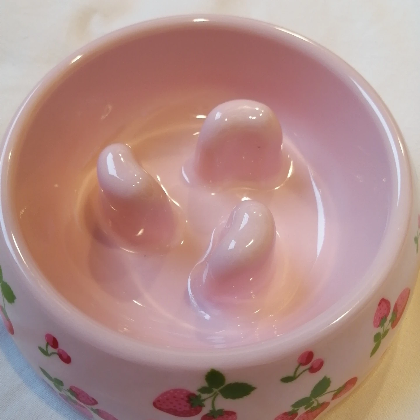 ペットパラダイス ペット用早食い防止ボウル ピンク いちご柄の写真2枚目