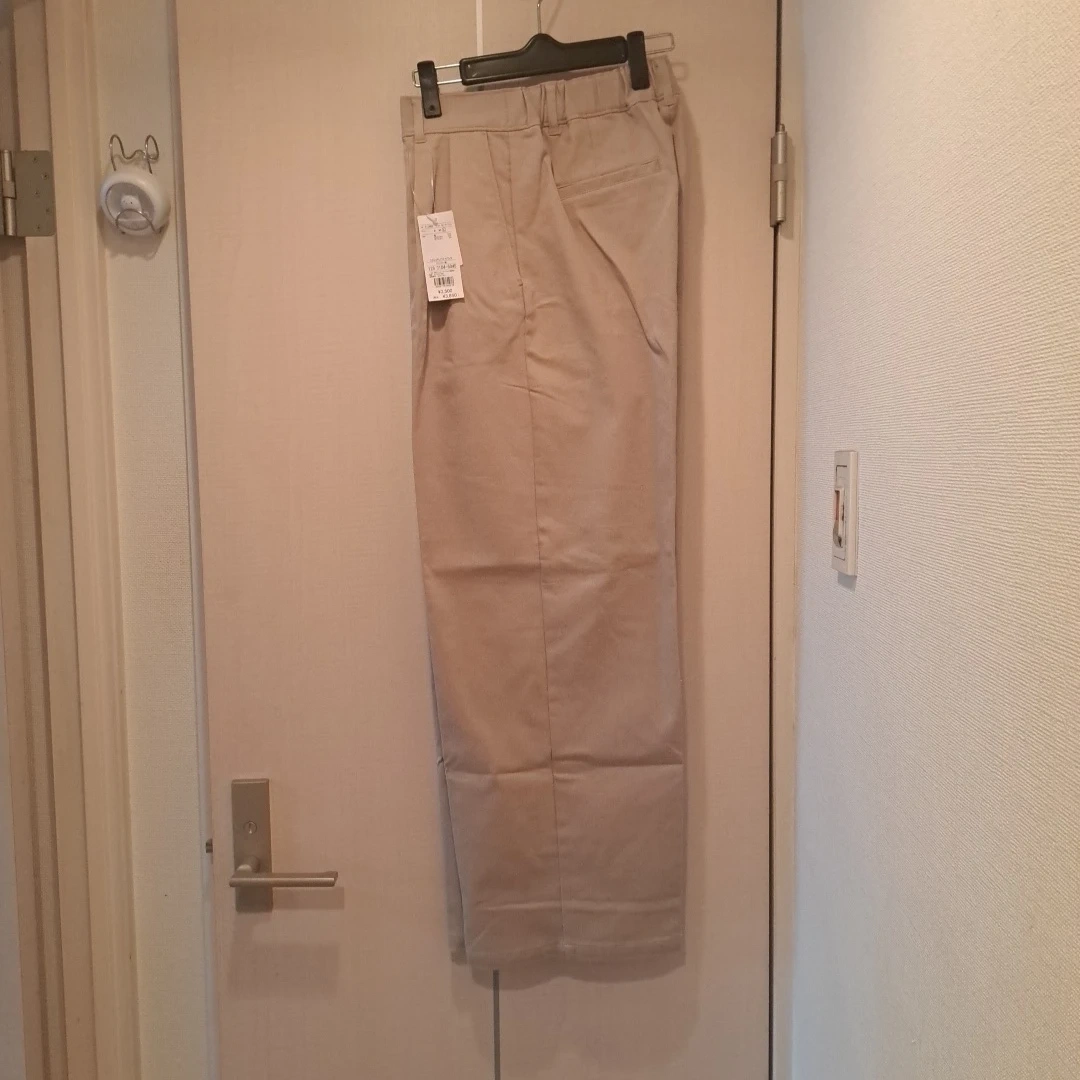 ストレッチワイドパンツ ベージュ Lサイズ