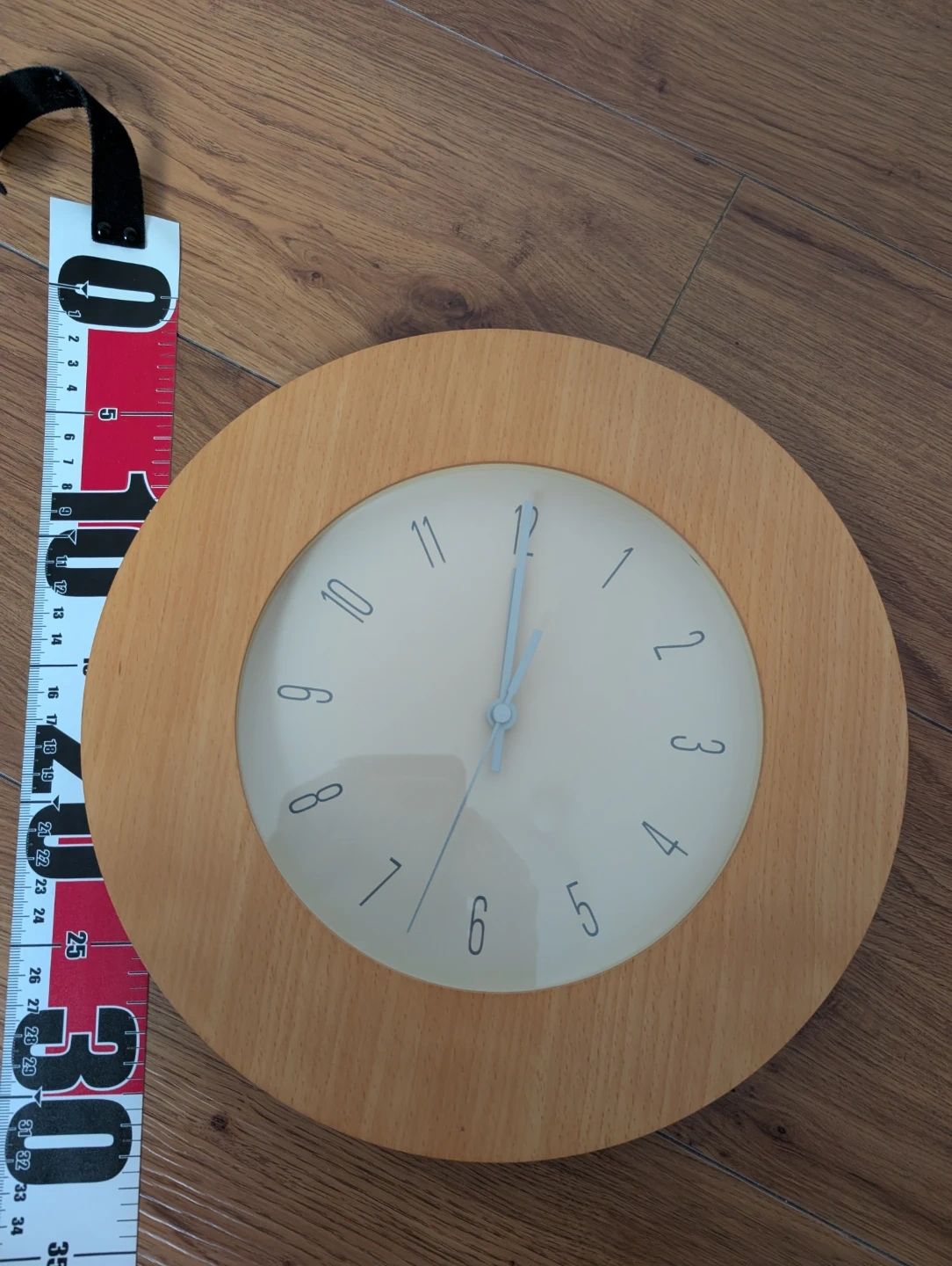 木製フレーム ウォールミラー 壁掛け鏡と時計の写真2枚目