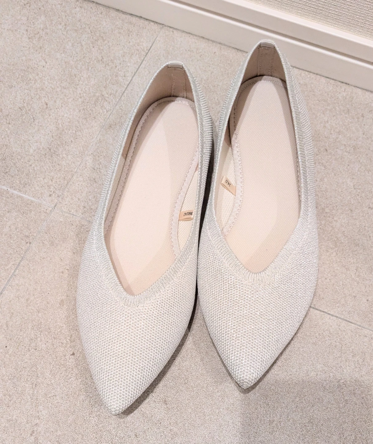 ◇ GU  ウォッシャブルニットフラットシューズ  シルバー