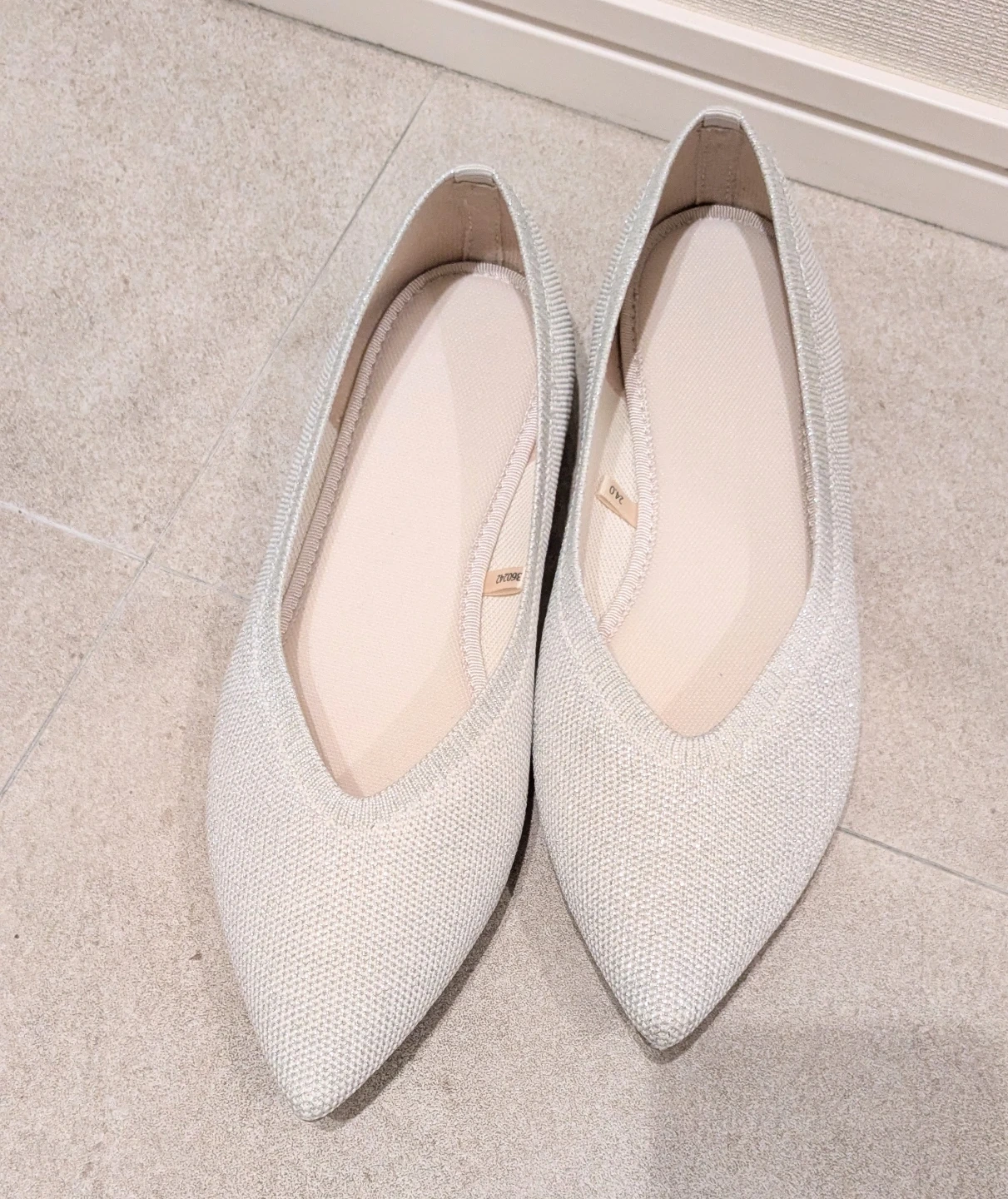 ◇ GU ウォッシャブルニットフラットシューズ シルバー