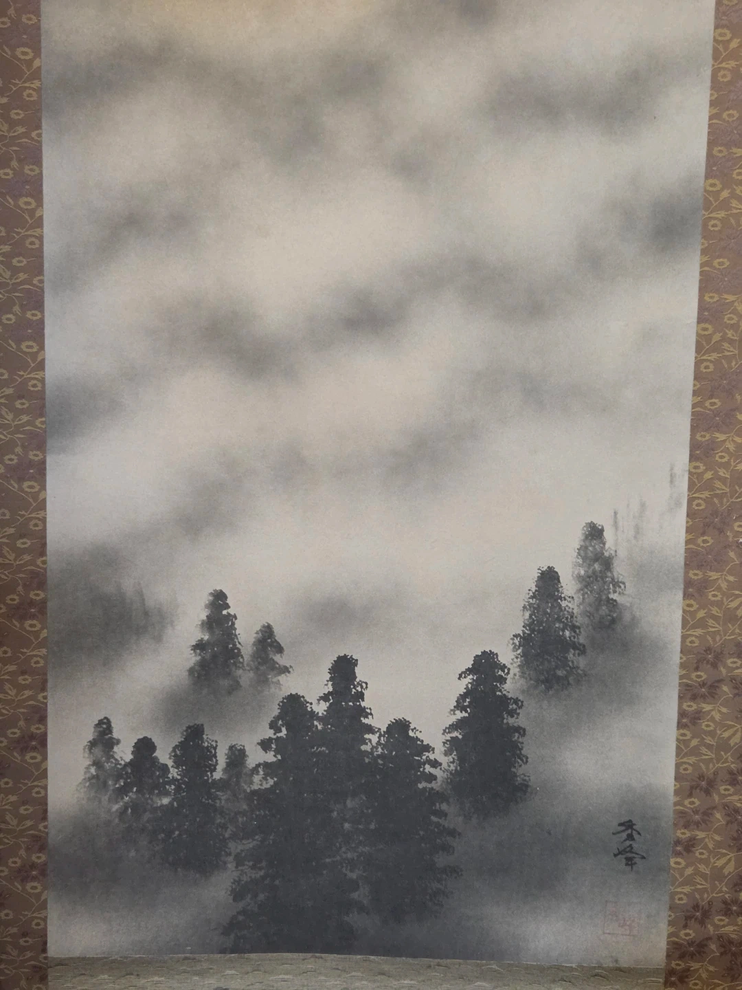掛軸 秀峰 赤富士 日本画の写真3枚目