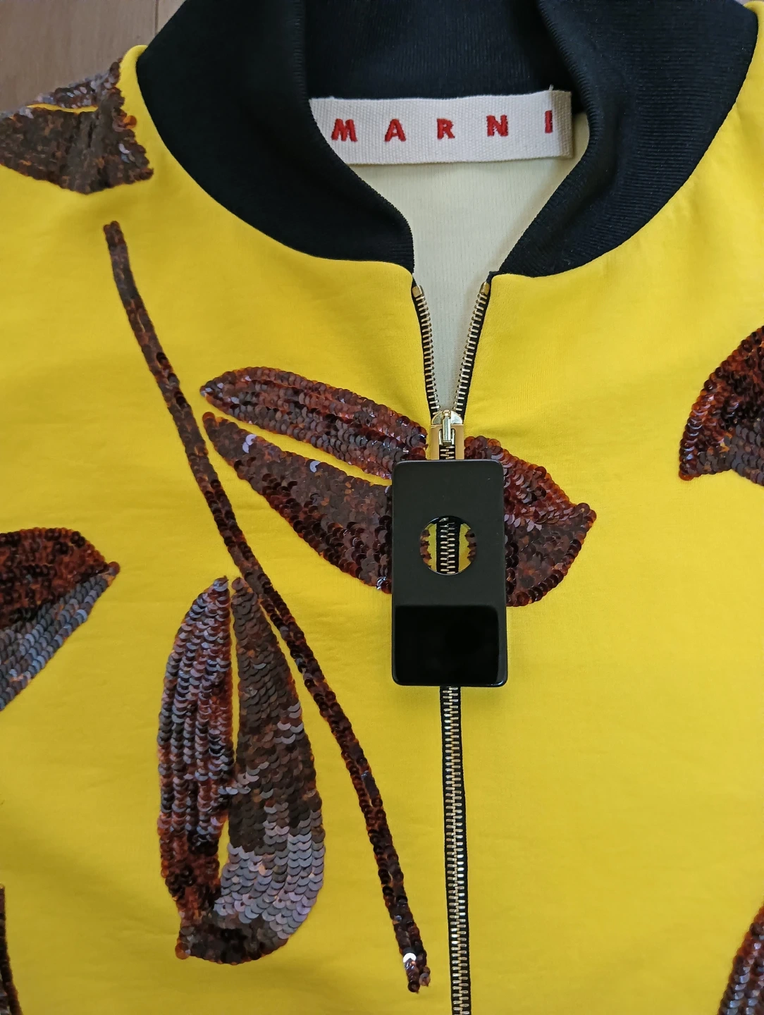 未使用品。MARNI マルニ スパンコールリーフモチーフ ジップアップ カーディガン ブルゾンの写真5枚目