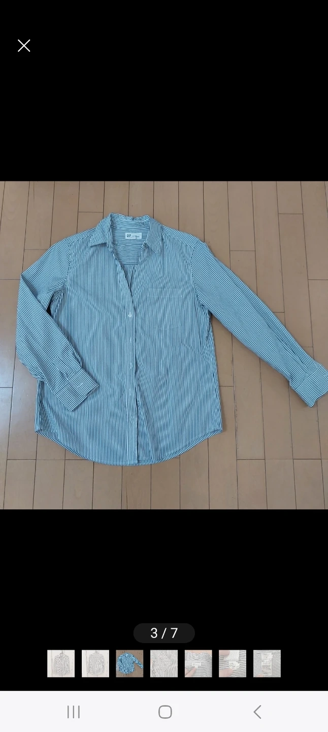 GAP ギャップ ストライプシャツレディース Sサイズ グレーの写真3枚目