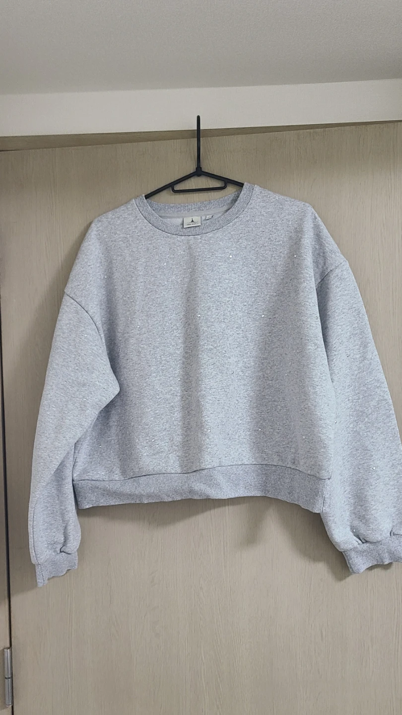 ニコアンド パール調ビーズ スウェット グレー M
