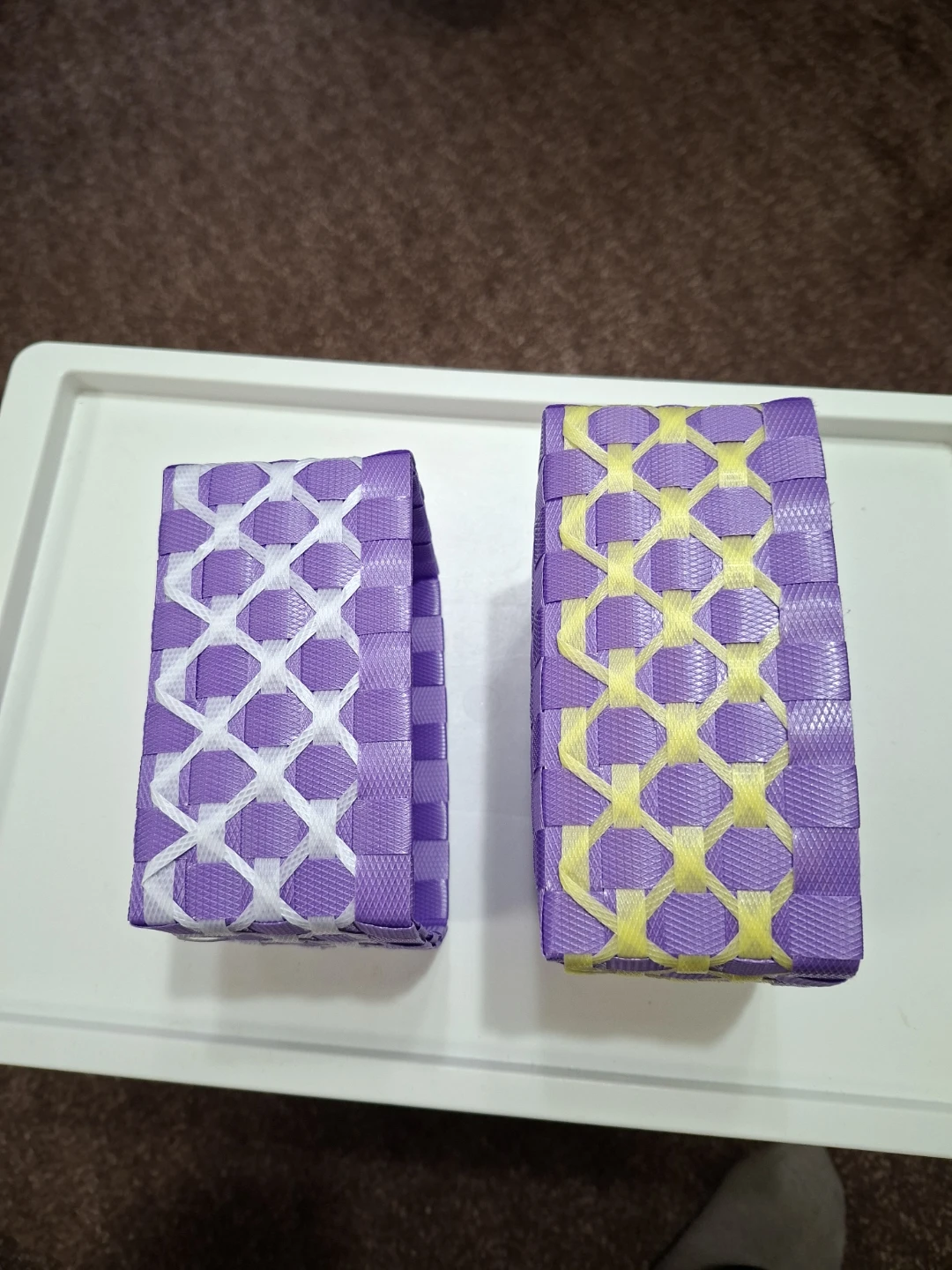 パープル系 編み込み収納ケース 2個セットの写真2枚目
