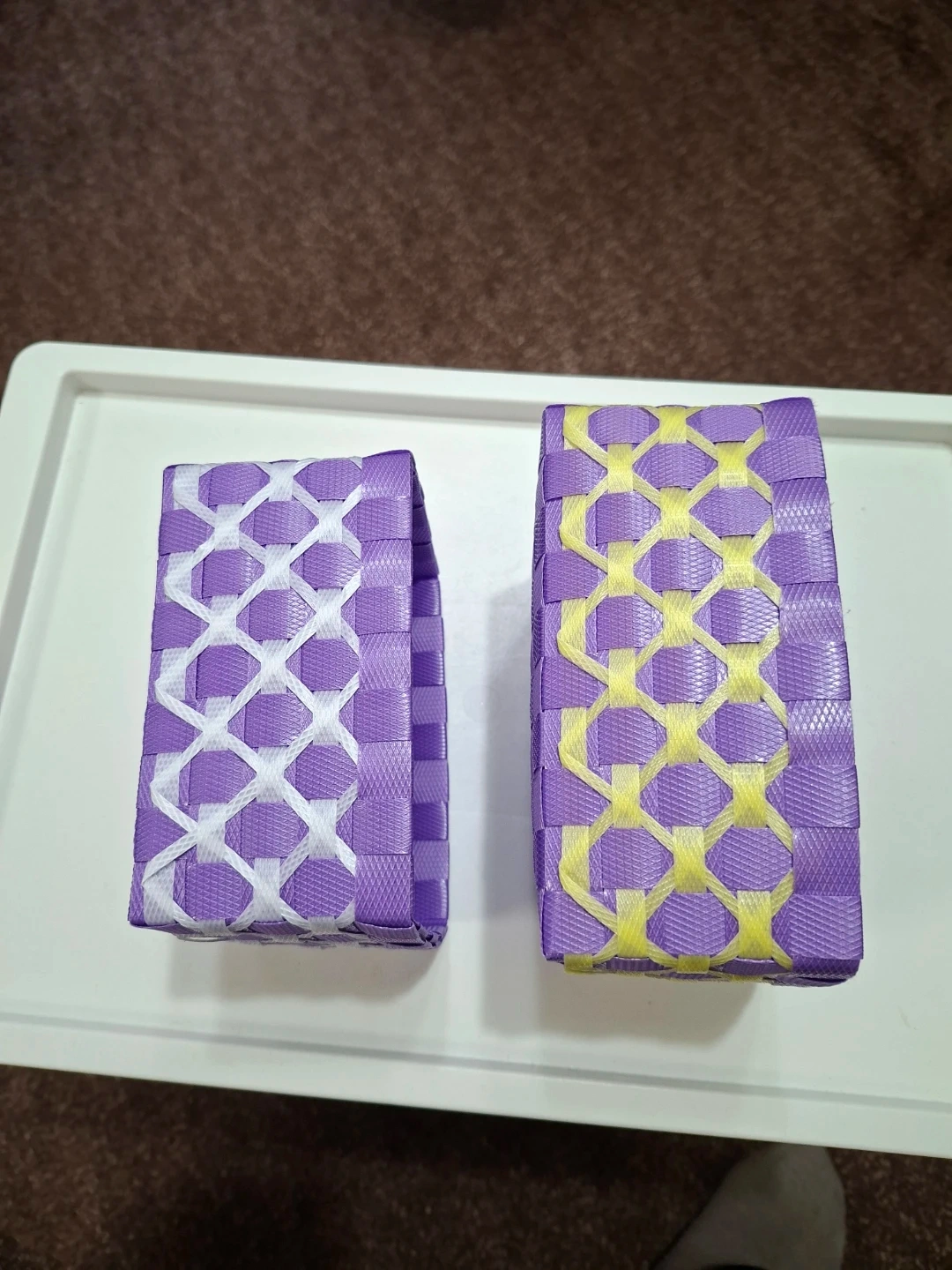 パープル系 編み込み収納ケース 2個セットの写真2枚目