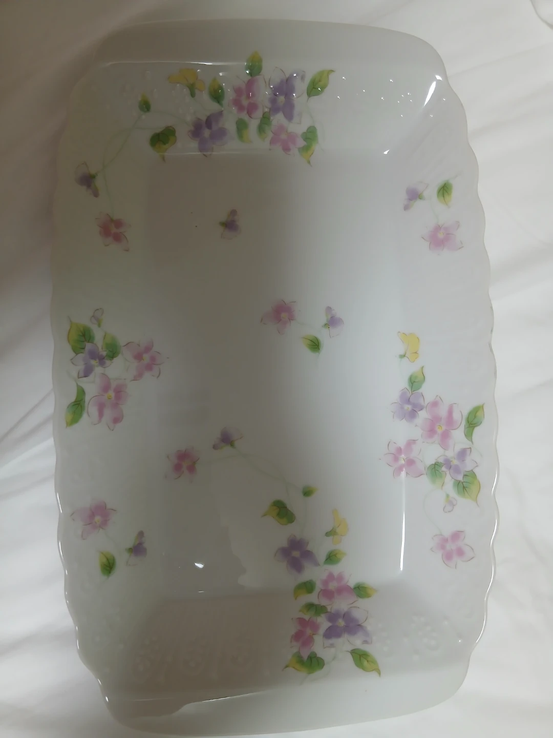 K.T 陶器製 花柄 長角皿 日本製