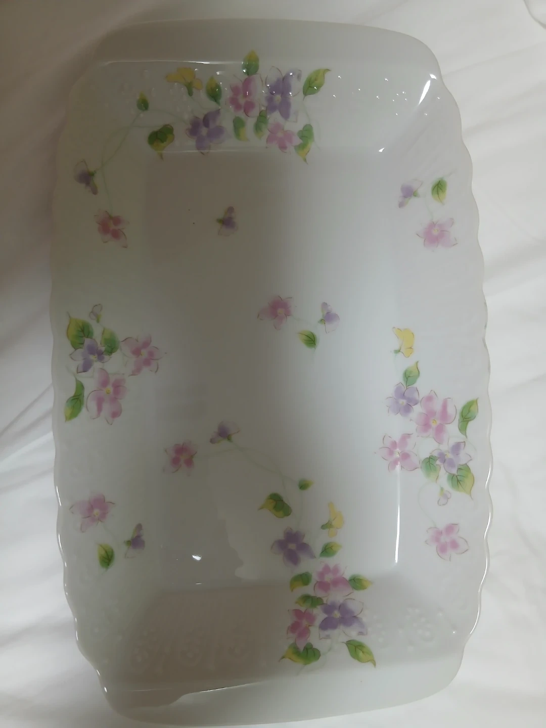 K.T 陶器製 花柄 長角皿 日本製