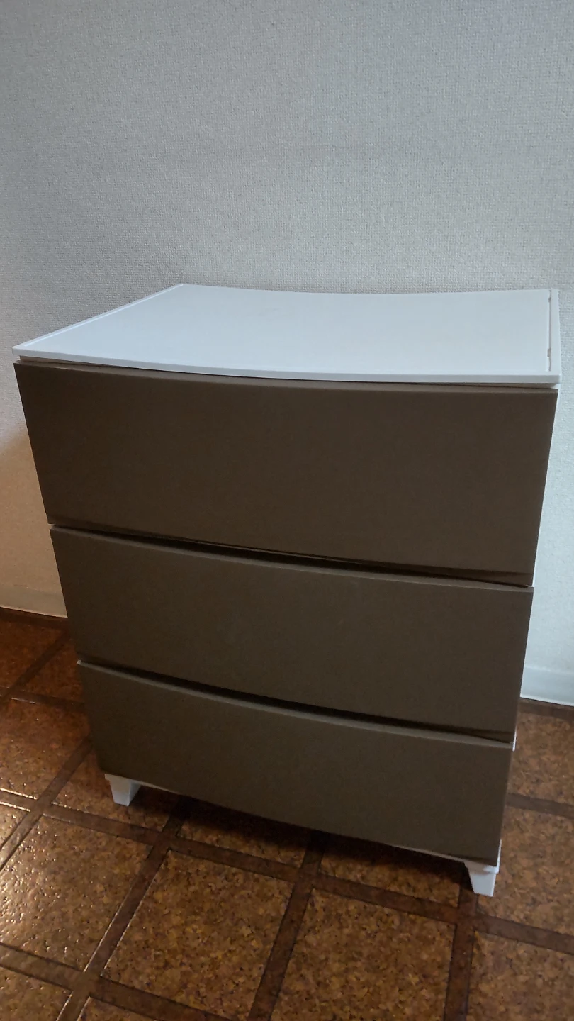 ３段収納家具　ブラウン&ホワイト