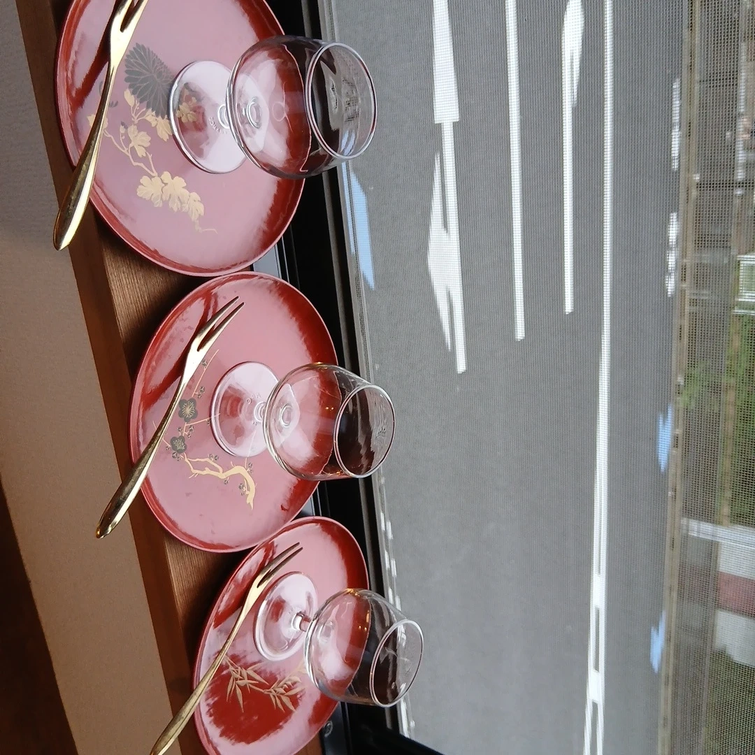 和風 銘々皿 菓子切 グラス 3客セットの写真2枚目