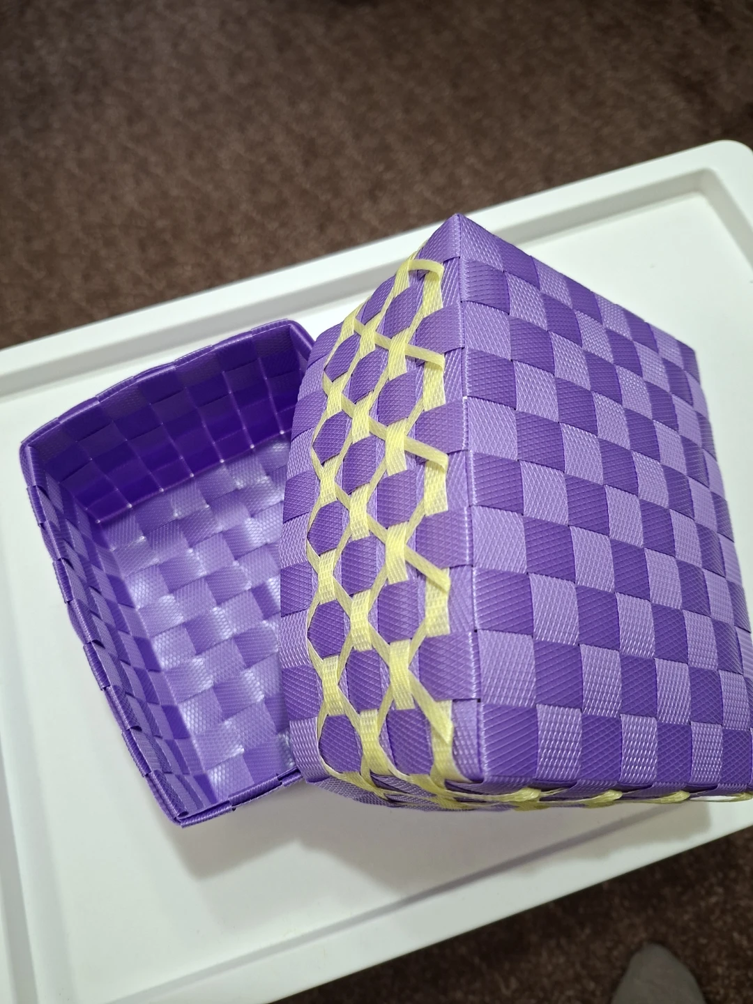 パープル系 編み込み収納ケース 2個セットの写真5枚目