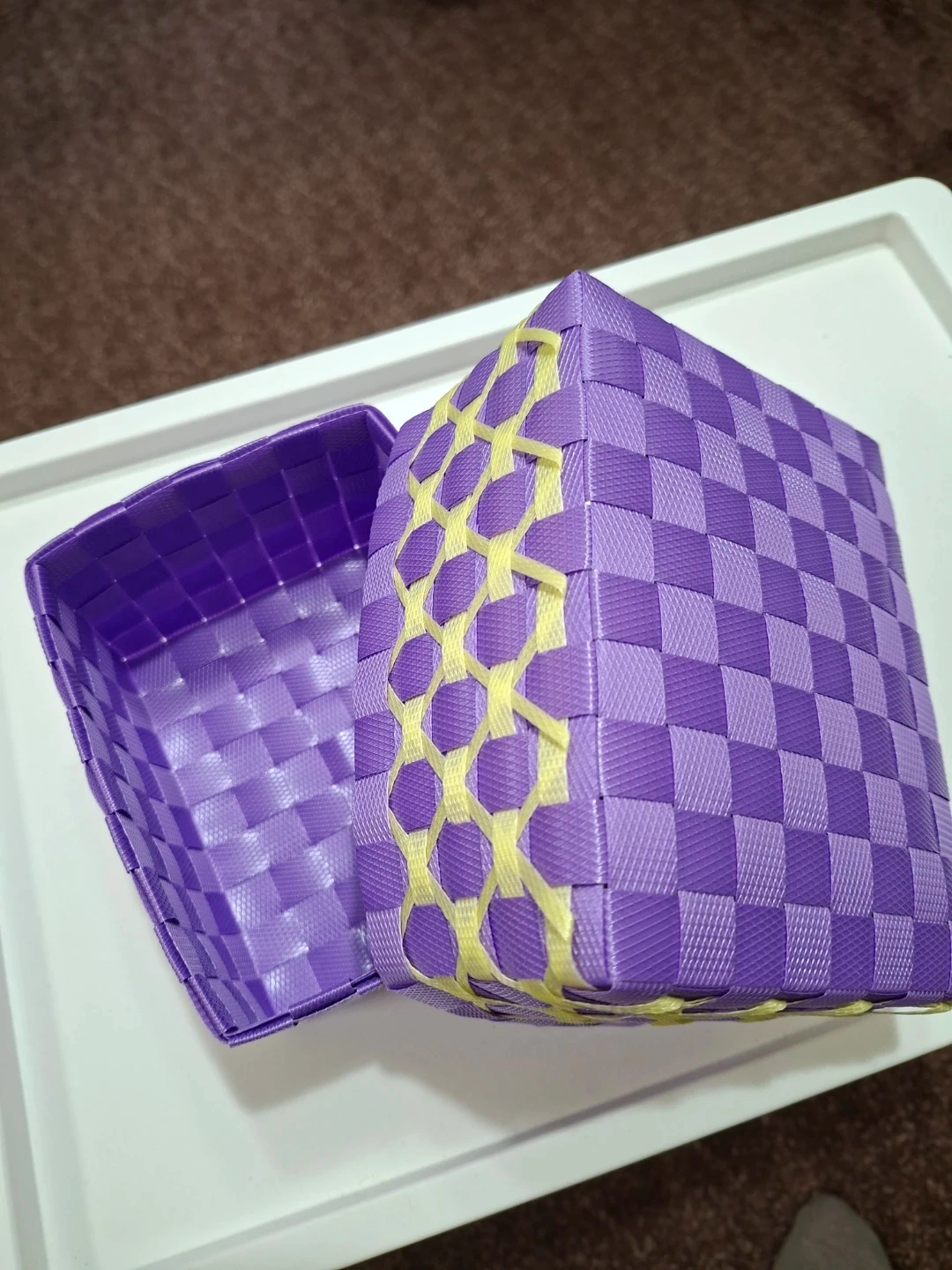 パープル系 編み込み収納ケース 2個セットの写真5枚目