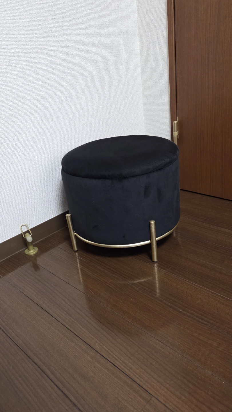 収納付きスツール ブラック ゴールド脚