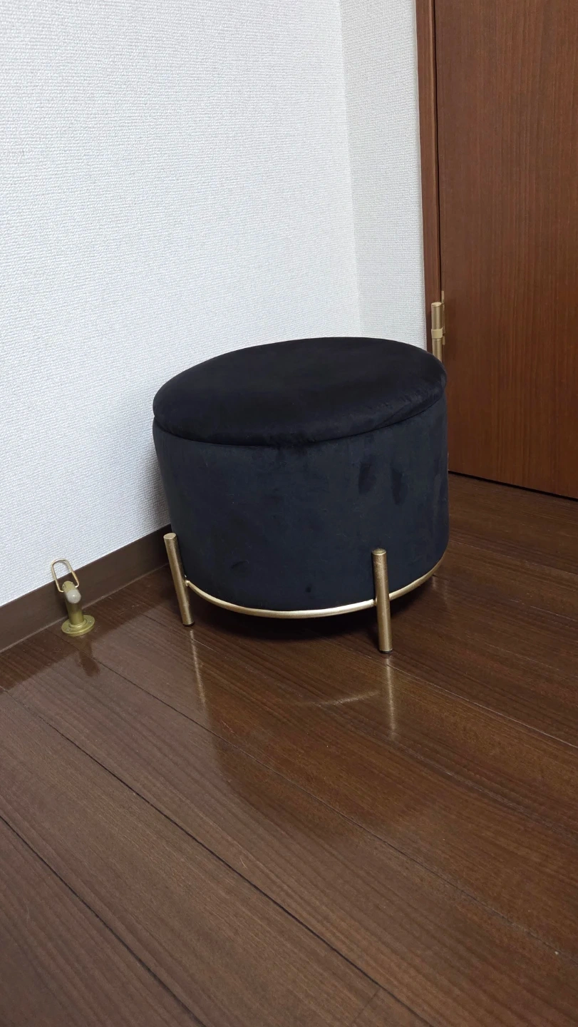 収納付きスツール ブラック ゴールド脚