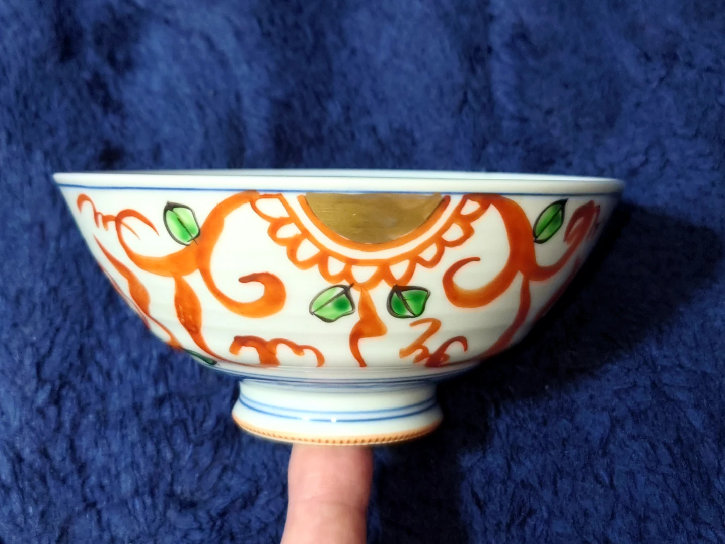赤絵 花文様 抹茶碗 陶器