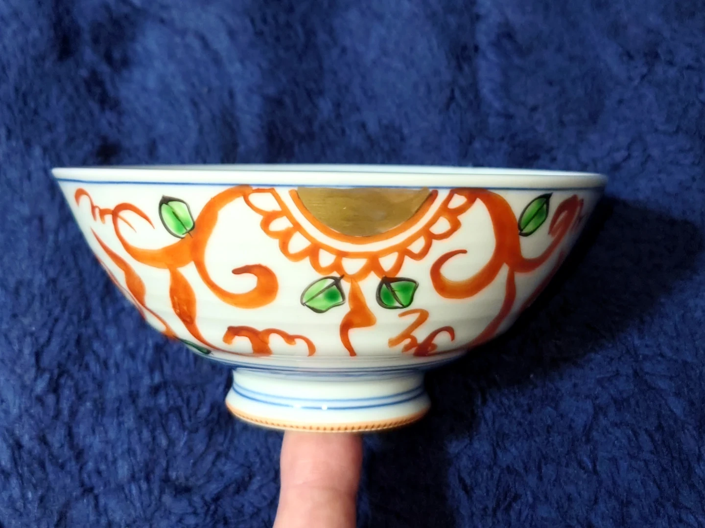 赤絵 花文様 抹茶碗 陶器