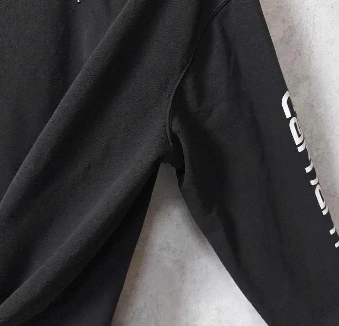 Carhartt パーカー ブラック 袖ロゴ XLの写真6枚目