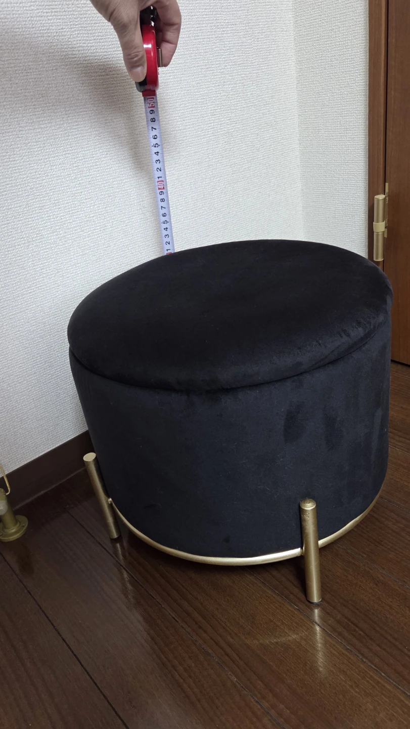 収納付きスツール ブラック ゴールド脚の写真2枚目