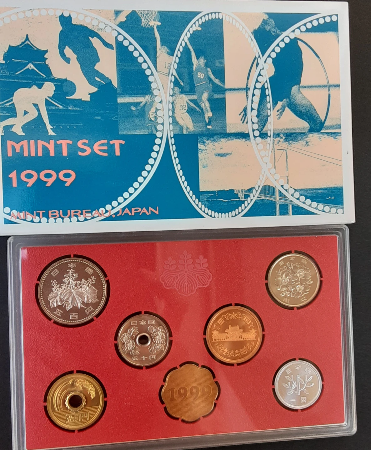 観賞用1999年発行硬貨+卯年銘板ﾐﾝﾄｾｯﾄ