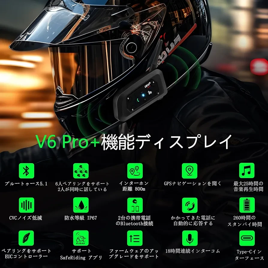 未使用新品　EJEAS V6 Pro+ バイクインカム 防水　の写真7枚目