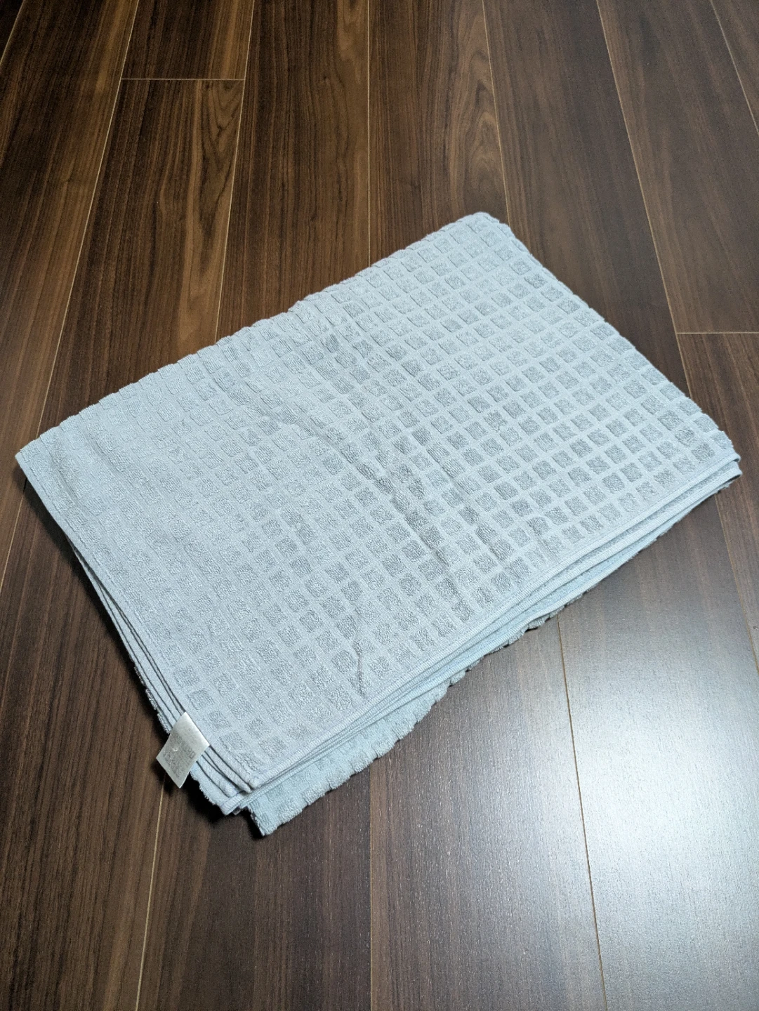 無印良品　MUJI　タオルケット　ワッフル　ブルー　毛布　ブランケット