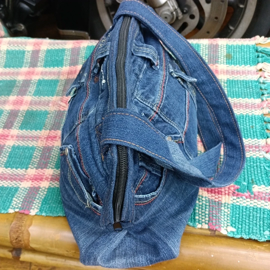 デニム リメイク風 ハンドバッグ トートバッグの写真2枚目
