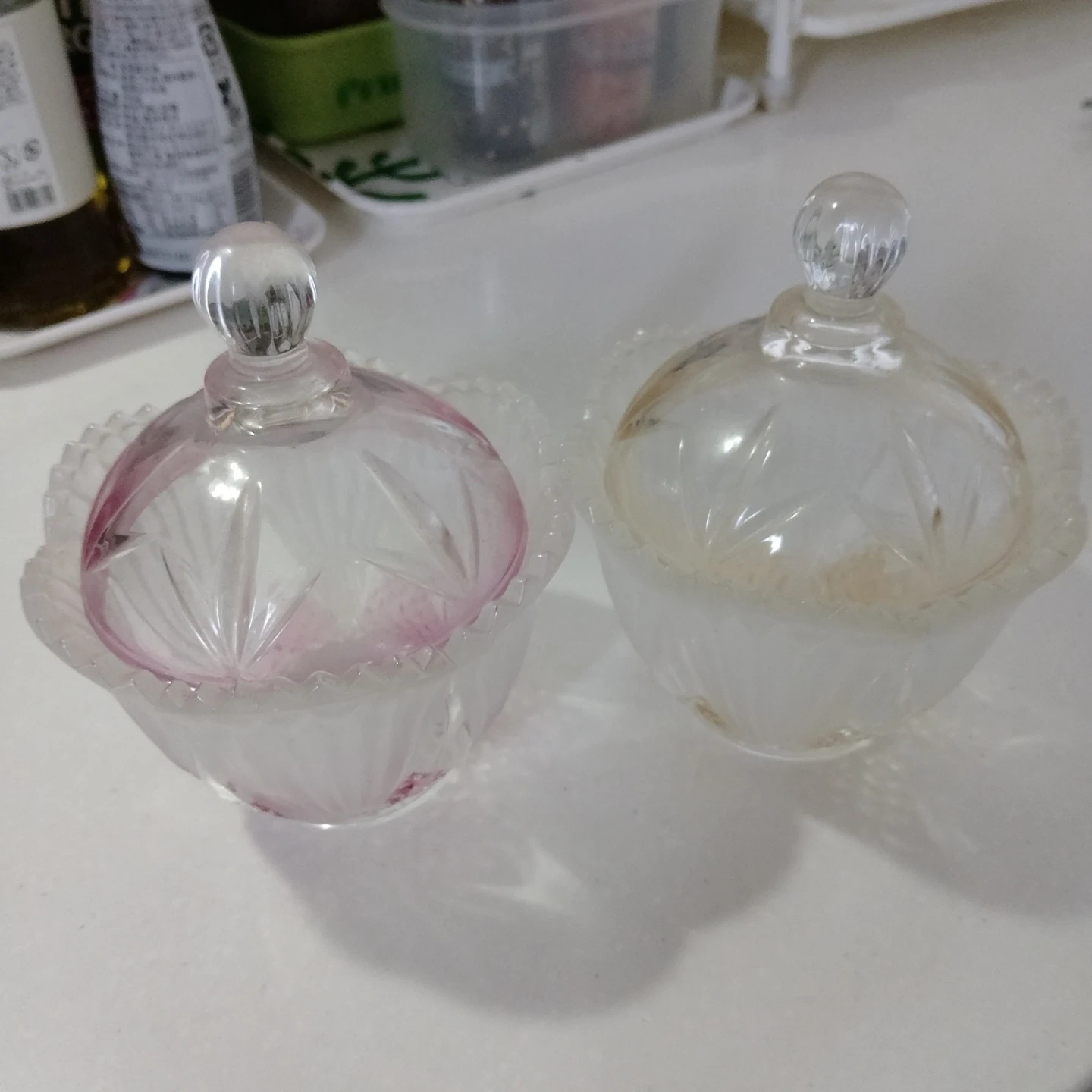 ガラス製 キャンディポット 2個セット 蓋付きの写真2枚目