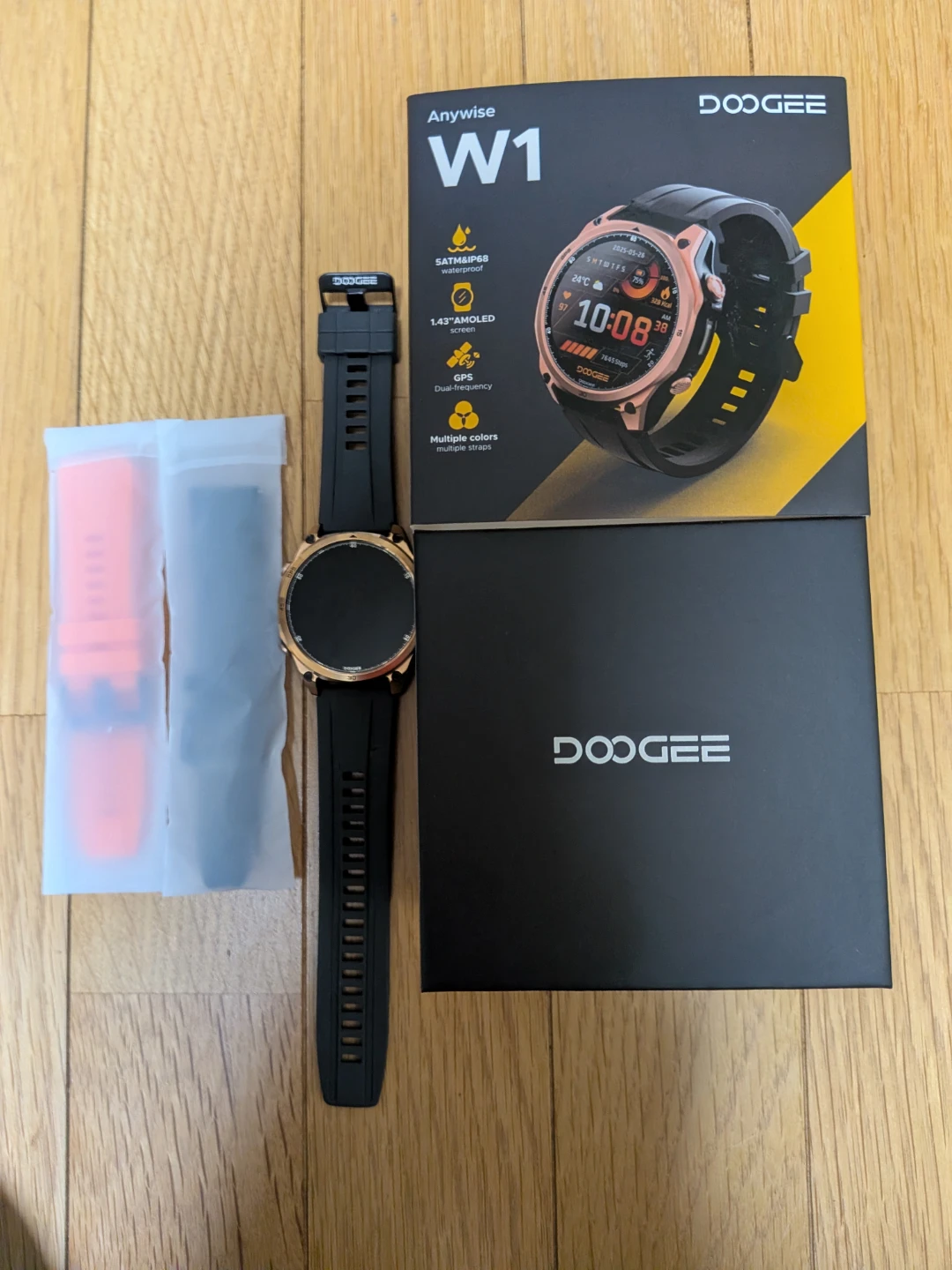 DOOGEE Anywise W1 スマートウォッチ ゴールド 箱・替えベルト付き