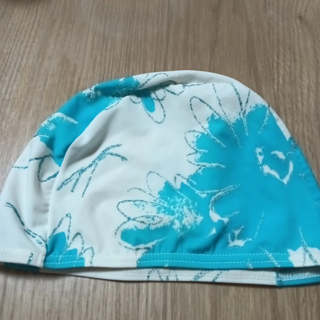 水泳用キャップ スイムキャップ 花柄 ブルー