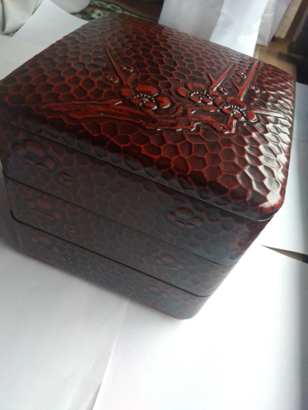 梅模様 重箱 3段 漆器風