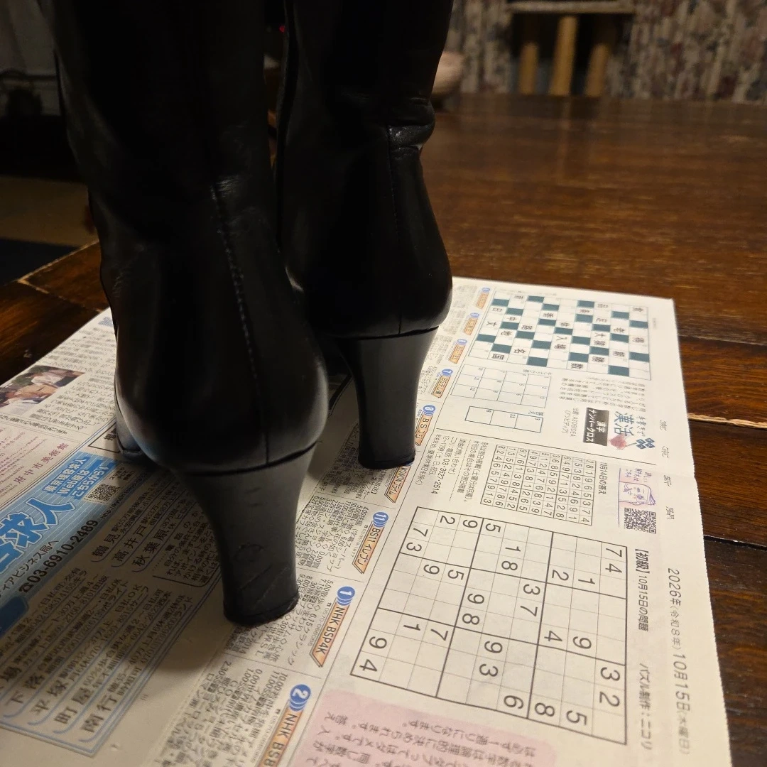 黒 ロングブーツ サイドジップ 難有りの写真2枚目