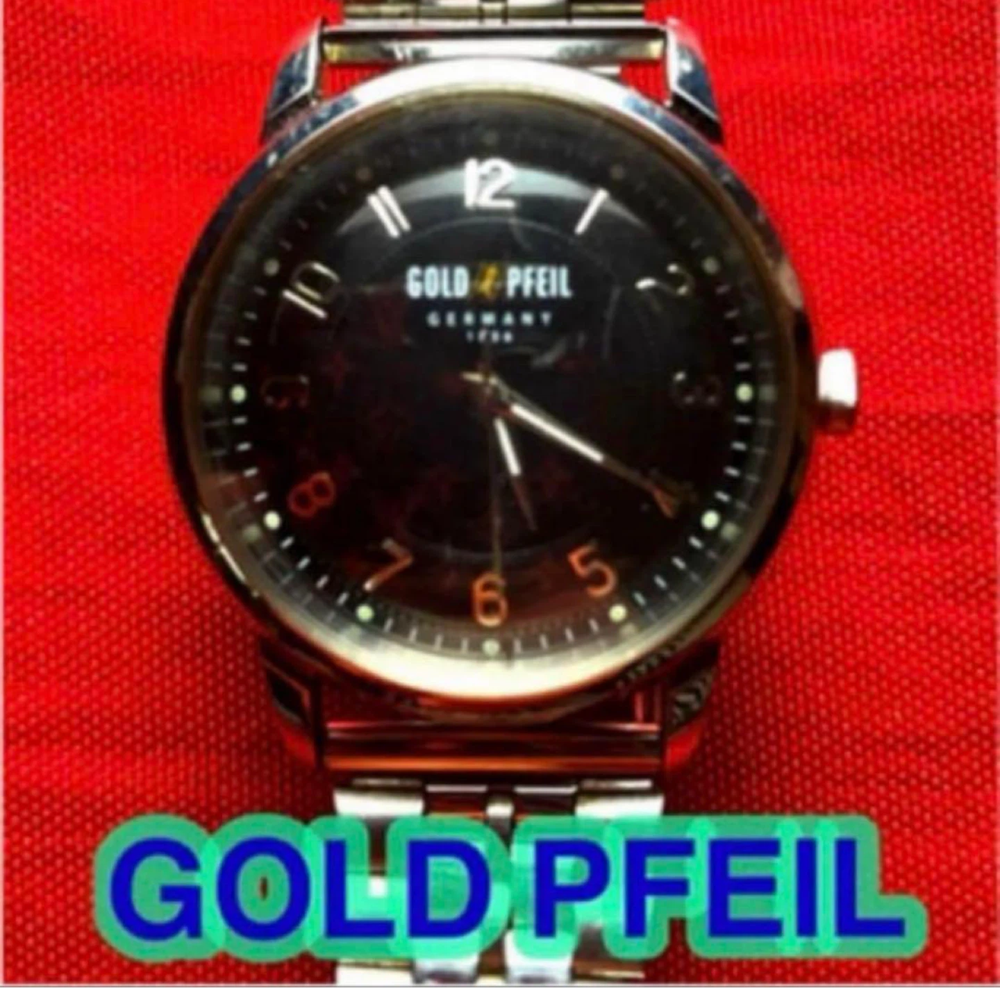 【GOLD PFEIL】ゴールドファイル 腕時計 クォーツ ブラック文字盤