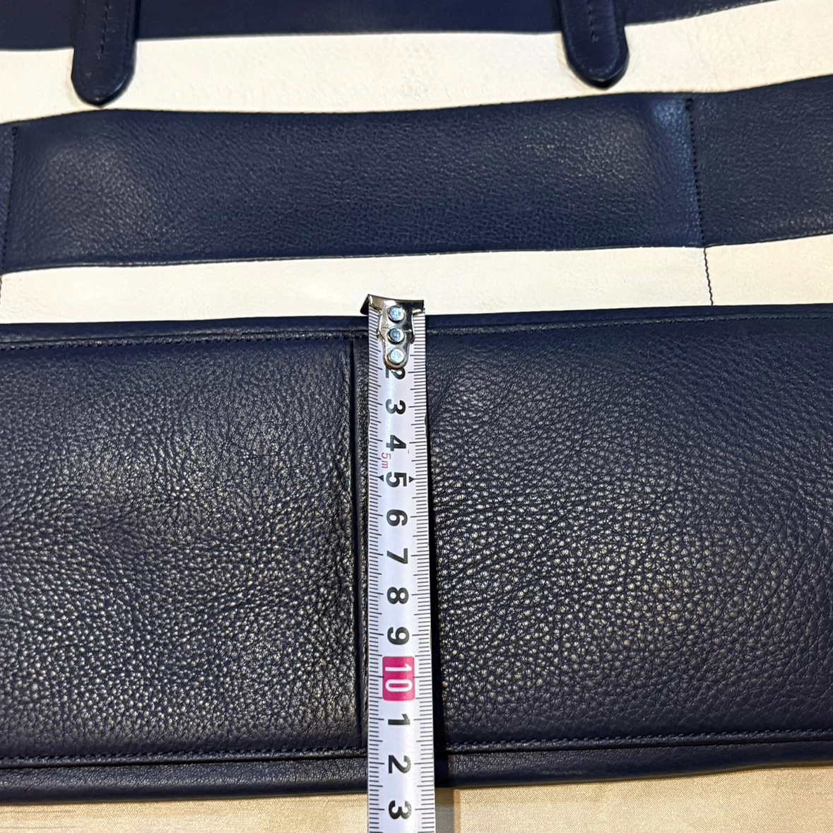 コールハーン トートバッグ ボーダー ネイビー×ホワイトの写真4枚目
