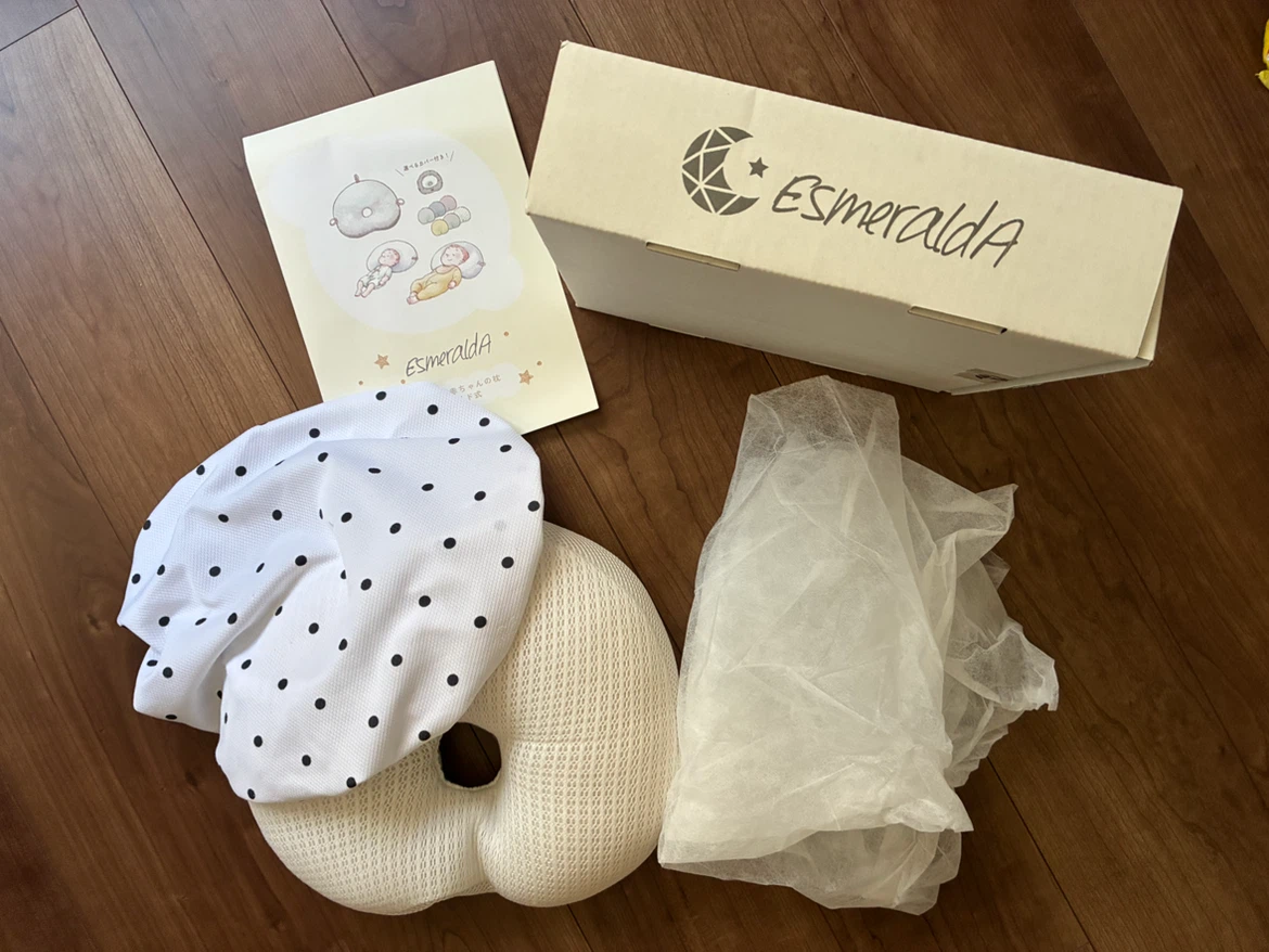 エスメラルダ　呼吸する子ども枕　ベビー枕 ドットカバー付