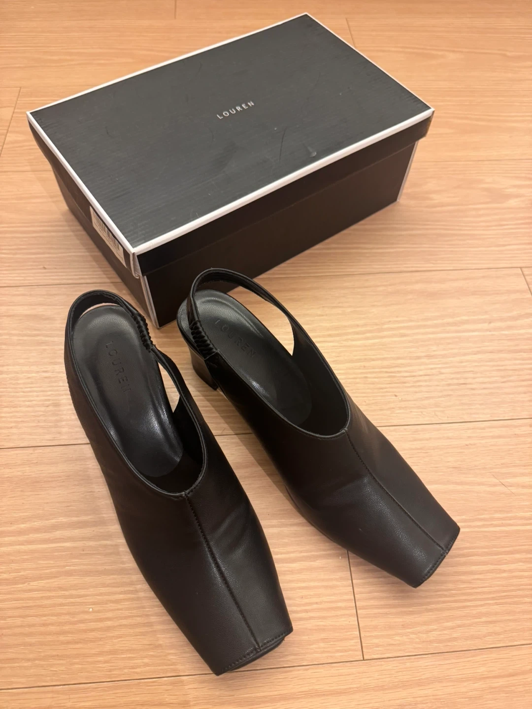 louren ローレン open toe pumps ブラック 23.5
